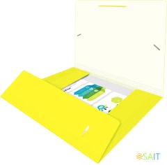 Папка на резинке Бюрократ Double Neon DNE510YEL A4 пластик кор.30мм 0.5мм желтый