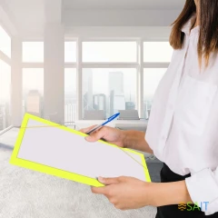 Папка на резинке Бюрократ Double Neon DNE510YEL A4 пластик кор.30мм 0.5мм желтый