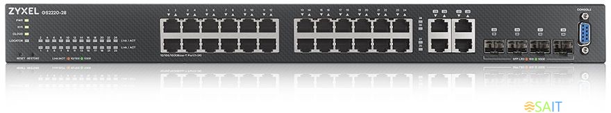 Коммутатор Zyxel GS2220-28-EU0101F (L2) 24x1Гбит/с 4xКомбо(1000BASE-T/SFP) управляемый