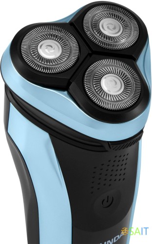 Бритва роторная Hyundai H-SH8088 реж.эл.:3 питан.:аккум. голубой/черный
