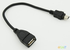 Кабель USB (f)-mini USB (m) 0.2м черный