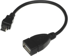 Кабель USB (f)-mini USB (m) 0.2м черный