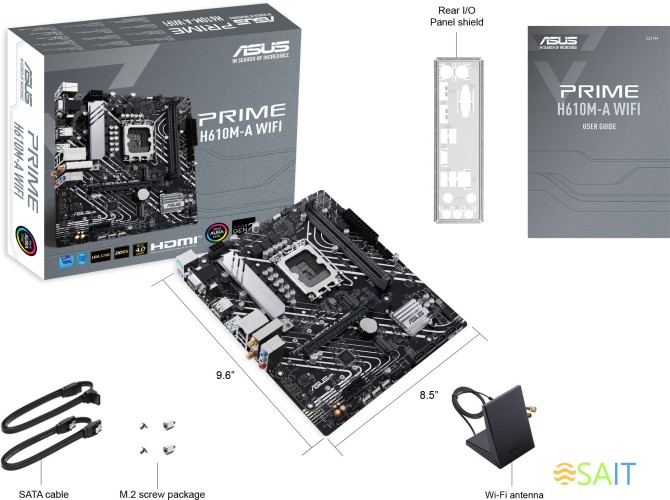 Материнская плата Asus PRIME H610M-A WIFI Soc-1700 Intel H610 2xDDR5 mATX AC`97 8ch(7.1) GbLAN+VGA+HDMI+DP