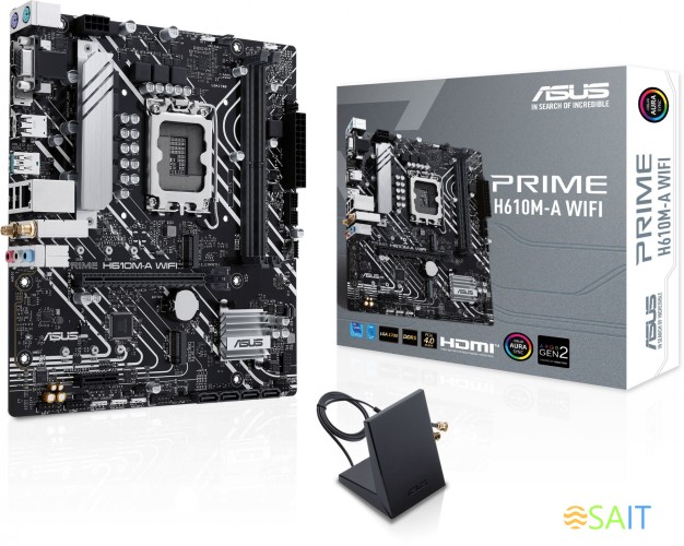 Материнская плата Asus PRIME H610M-A WIFI Soc-1700 Intel H610 2xDDR5 mATX AC`97 8ch(7.1) GbLAN+VGA+HDMI+DP