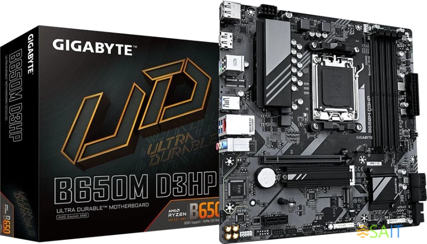 Материнская плата Gigabyte B650M D3HP SocketAM5 AMD B650 4xDDR5 mATX AC`97 8ch(7.1) 2.5Gg RAID+HDMI+DP