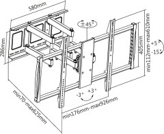 Кронштейн для телевизора Ultramounts UM914 черный 60"-100" макс.80кг настенный поворотно-выдвижной и наклонный