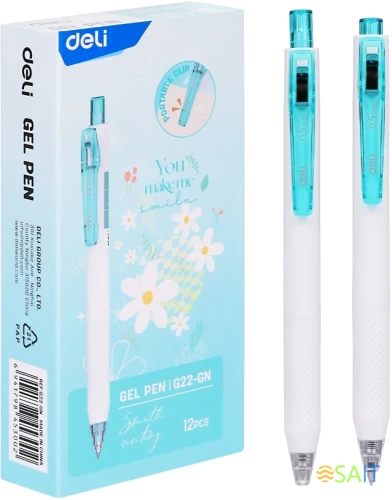 Ручка гелев. Deli EG22-GN белый/зеленый d=0.5мм зел. черн. кор.