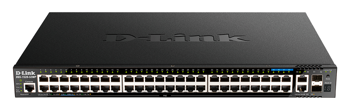 Управляемый L3 стекируемый PoE-коммутатор D-Link DGS-1520-52MP/A2A