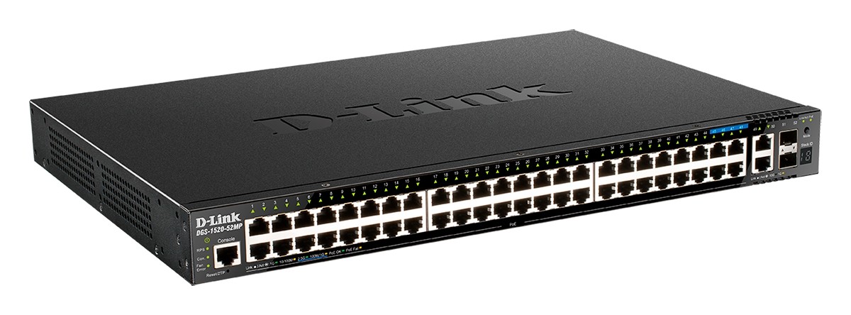 Управляемый L3 стекируемый PoE-коммутатор D-Link DGS-1520-52MP/A2A