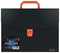 Портфель Бюрократ Black Opal BLPP01OR 1 отдел. A4 пластик 0.7мм черный/оранжевый