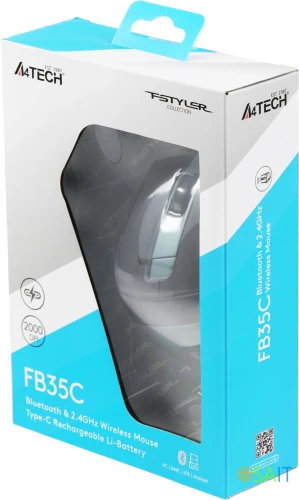 Мышь A4Tech Fstyler FB35C зеленый/черный оптическая 2000dpi беспров. BT/Radio USB 6but (FB35C MIDNIGHT GREEN)