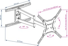 Кронштейн для телевизора Kromax DIX-19 черный 22"-65" макс.45кг настенный поворотно-выдвижной и наклонный