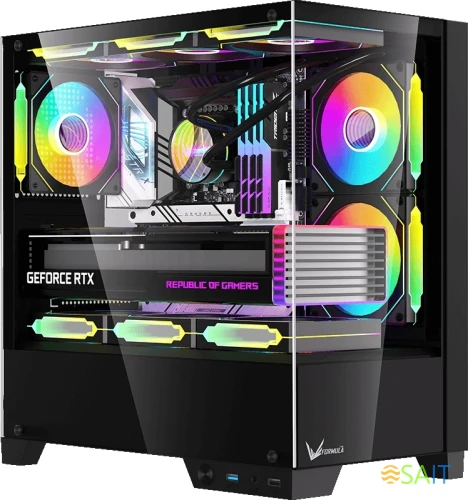 Корпус Formula Crystal Z1M Plus FR черный без БП mATX 9x120mm 1xUSB3.0 audio bott PSU