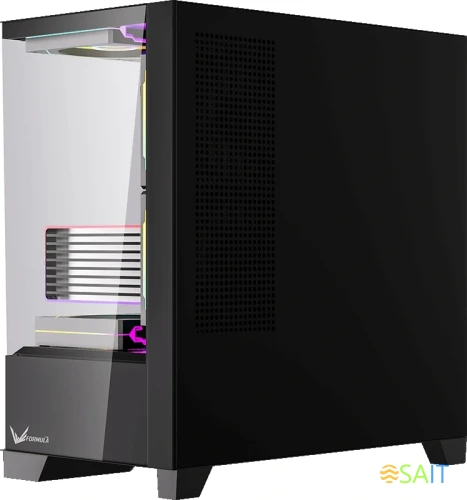 Корпус Formula Crystal Z1M Plus FR черный без БП mATX 9x120mm 1xUSB3.0 audio bott PSU