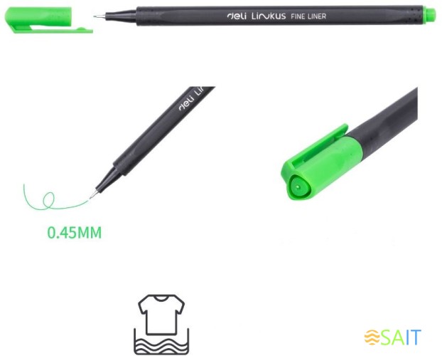 Набор ручек капилляр. Deli Linkus (EQ900-12) d=0.45мм ассор. черн. игловидный пиш. наконечник линия 0.45мм 12цв.