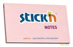 Блок самоклеящийся бумажный Stick`n 21154 76x127мм 100лист. 70г/м2 пастель розовый