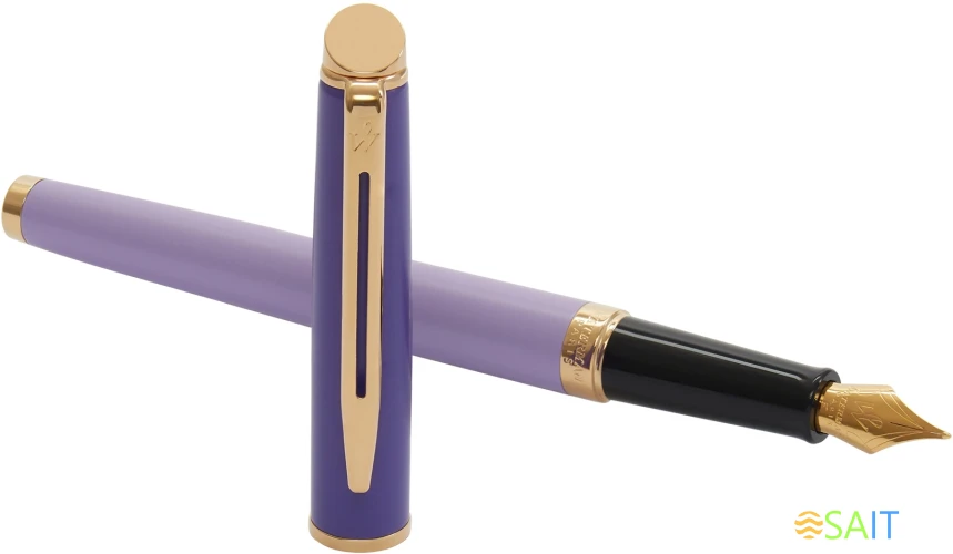 Ручка перьев. Waterman Hemisphere Colour Blocking (2179900) Purple GT сталь нержавеющая/позолота F подар.кор.