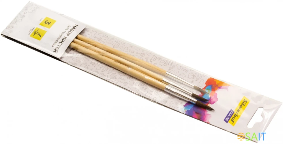 Набор кистей Silwerhof Color (наб.3шт) пони круг.№2,4,6 дерев.ручка