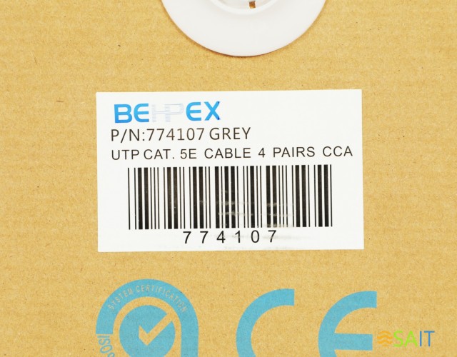 Кабель сетевой UTP 4 пары cat.5E solid 0.40мм CCA 305м серый