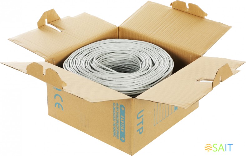 Кабель сетевой UTP 4 пары cat.5E solid 0.40мм CCA 305м серый