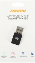 Сетевой адаптер Wi-Fi + Bluetooth Digma DWA-BT4-N150 N150 USB 2.0 (ант.внутр.) 1ант. (упак.:1шт)