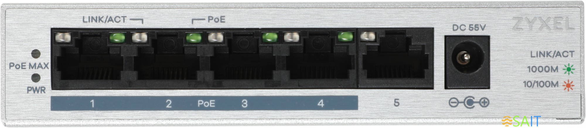 Коммутатор Zyxel GS1005HP-EU0101F (L2) 5x1Гбит/с 4PoE+ 60W неуправляемый