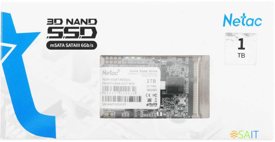 Накопитель SSD Netac SATA-III 1TB NT01N5M-001T-M3X N5M mSATA