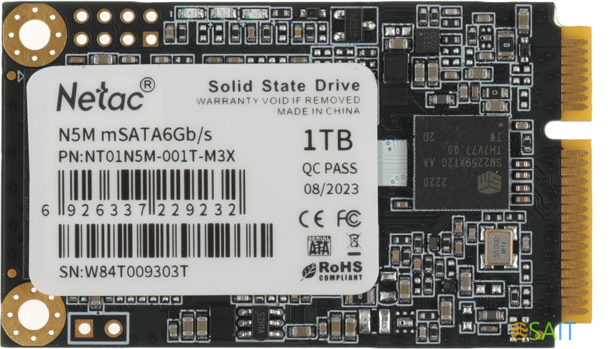 Накопитель SSD Netac SATA-III 1TB NT01N5M-001T-M3X N5M mSATA