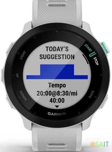 Смарт-часы Garmin Forerunner 55 42мм 1.04" LCD корп.белый рем.белый разм.брасл.:127-220мм (010-02562-11)