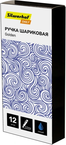 Ручка шариков. Silwerhof Daily Golden прозрачный d=0.5мм син. черн. сменный стержень линия 0.3мм резин. манжета