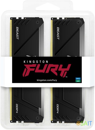 Память DDR4 2x8GB 3600MHz Kingston KF436C17BB2AK2/16 Fury Beast RGB RTL Gaming PC4-28800 CL17 DIMM 288-pin 1.35В kit single rank с радиатором Ret