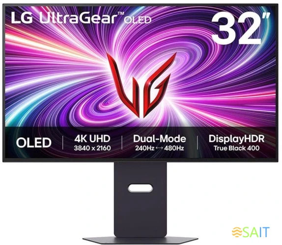 Монитор LG 31.5" UltraGear 32GS95UV-B черный OLED LED 16:9 HDMI M/M матовая HAS Piv 275cd 178гр/178гр 3840x2160 240Hz G-Sync FreeSync Premium Pro DP 4K USB 9.8кг