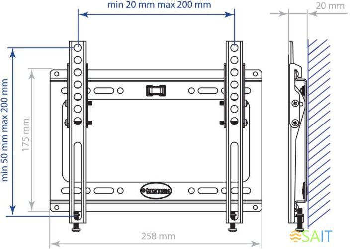 Кронштейн для телевизора Kromax IDEAL-6 белый 15"-47" макс.35кг настенный наклон