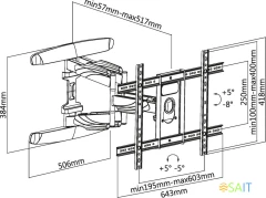 Кронштейн для телевизора Ultramounts UM912 черный 37"-75" макс.45кг настенный поворотно-выдвижной и наклонный