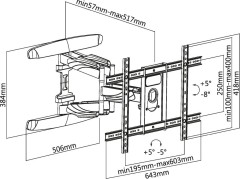 Кронштейн для телевизора Ultramounts UM912 черный 37"-75" макс.45кг настенный поворотно-выдвижной и наклонный