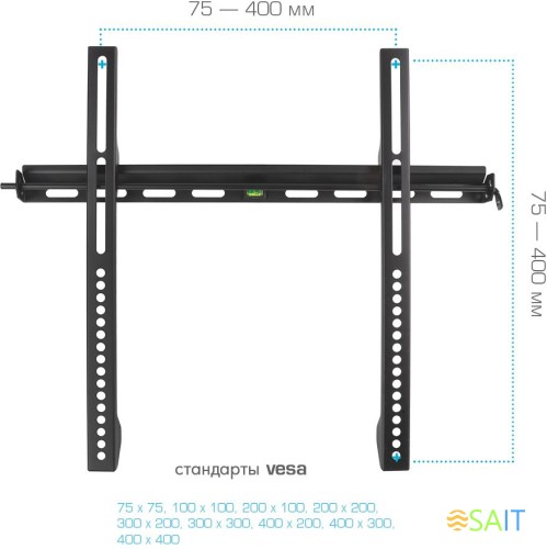 Кронштейн для телевизора Kromax VEGA-11 черный 22"-65" макс.50кг настенный фиксированный