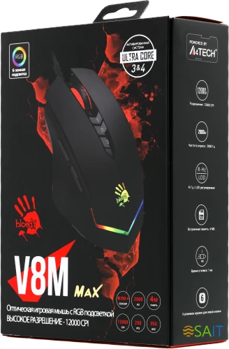 Мышь A4Tech Bloody V8M Max черный оптическая 12000dpi USB 8but