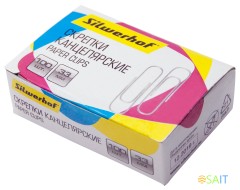 Скрепки Silwerhof 491038 металл оцинкованные 33мм (упак.:100шт) картонная коробка