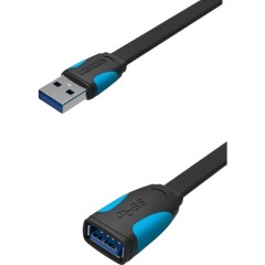 Кабель-удлинитель Vention USB 3.0 AM/AF - 3м плоский Кабель-удлинитель Vention USB 3.0 AM/AF - 3 м (VAS-A13-B300)