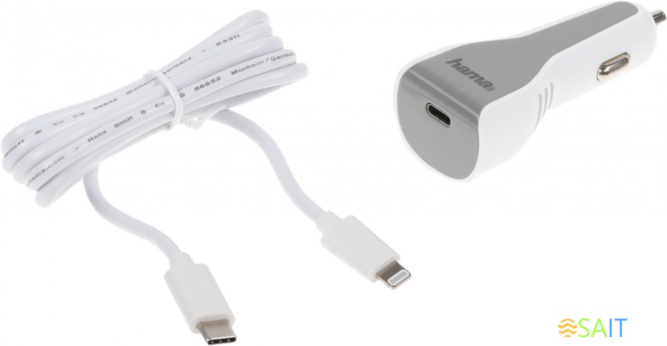 Автомобильное зар./устр. Hama H-183317 3A (PD) USB Type-C для Apple белый (00183317)