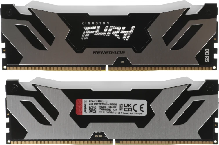 Память DDR5 2x16GB 6400MHz Kingston KF564C32RSAK2-32 Fury Renegade XMP RGB RTL Gaming PC5-51200 CL32 DIMM 288-pin 1.4В kit dual rank с радиатором Ret