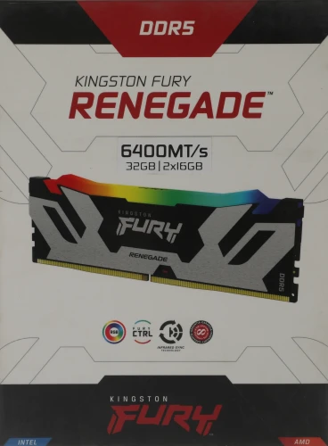 Память DDR5 2x16GB 6400MHz Kingston KF564C32RSAK2-32 Fury Renegade XMP RGB RTL Gaming PC5-51200 CL32 DIMM 288-pin 1.4В kit dual rank с радиатором Ret