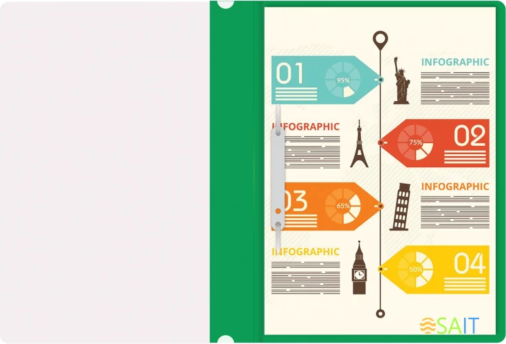 Папка-скоросшиватель Silwerhof Eco A4 прозрач.верх.лист пластик зеленый 0.11/0.13