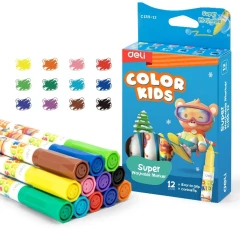 Фломастеры Deli EC155-12 пулевидный пиш. наконечник 12цв. коробка с европодвесом