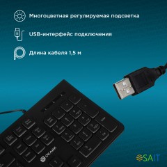 Клавиатура Оклик 440ML черный USB slim LED