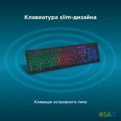 Клавиатура Оклик 440ML черный USB slim LED