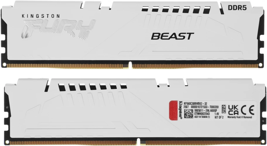 Память DDR5 2x16GB 6000MHz Kingston KF560C30BWEK2-32 Fury Beast RTL Gaming PC5-48000 CL30 DIMM 288-pin 1.4В kit single rank с радиатором Ret