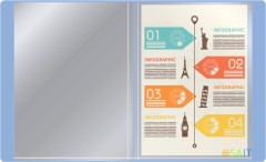 Папка с 40 прозр.вклад. Бюрократ Gems GEM40AZURE A4 пластик 0.7мм торц.карм с бум. встав голубой топаз