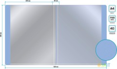 Папка с 40 прозр.вклад. Бюрократ Gems GEM40AZURE A4 пластик 0.7мм торц.карм с бум. встав голубой топаз