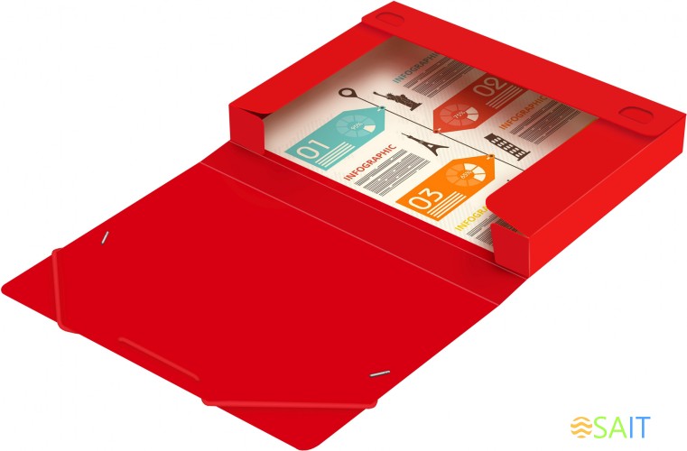 Папка-короб на резинке Бюрократ -BA40/07RED пластик 0.7мм корешок 40мм A4 красный